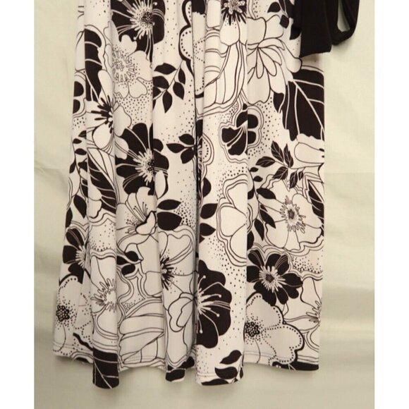 B. Darlin Sleeveless Midi Dress Tropical Floral Cream Brown EUC Women's Size 5/6 - Picture 3 of 7